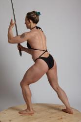 Woman Adult Muscular White Fighting with sword Standing poses Underwear